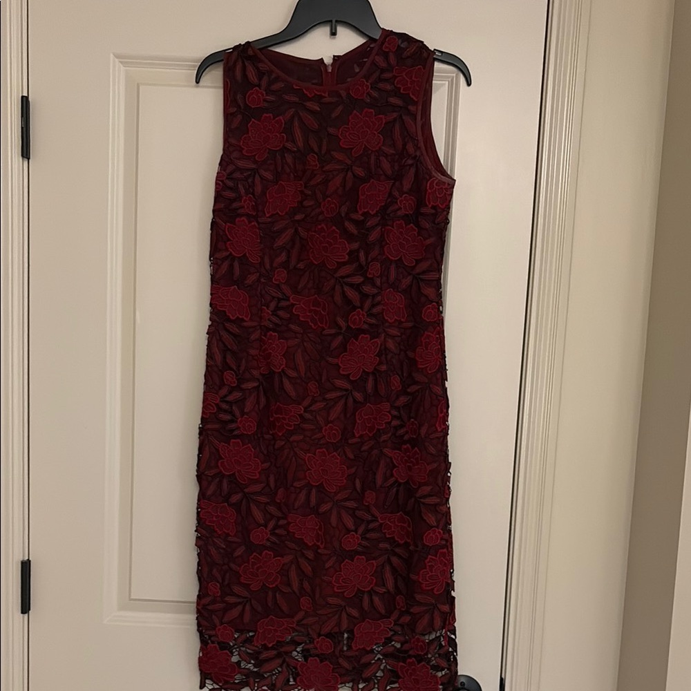 White House Black Market Red Sheath Midi Dress